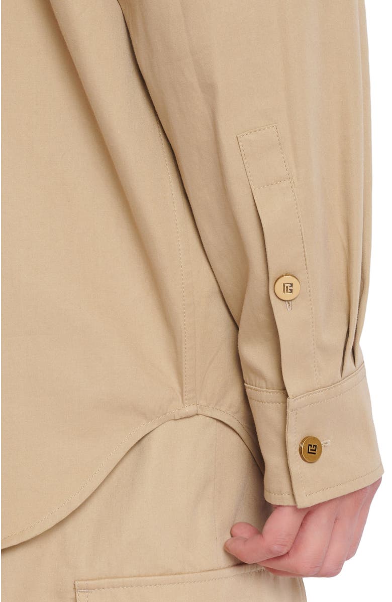 Balmain Cotton safari shirt, Alternate, color, Beige