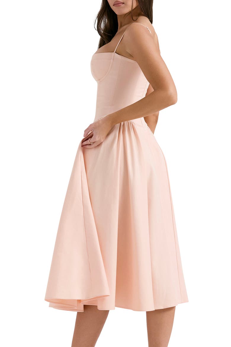 Samaria Corset Fit & Flare Dress, Alternate, color, PEACH PARFAIT