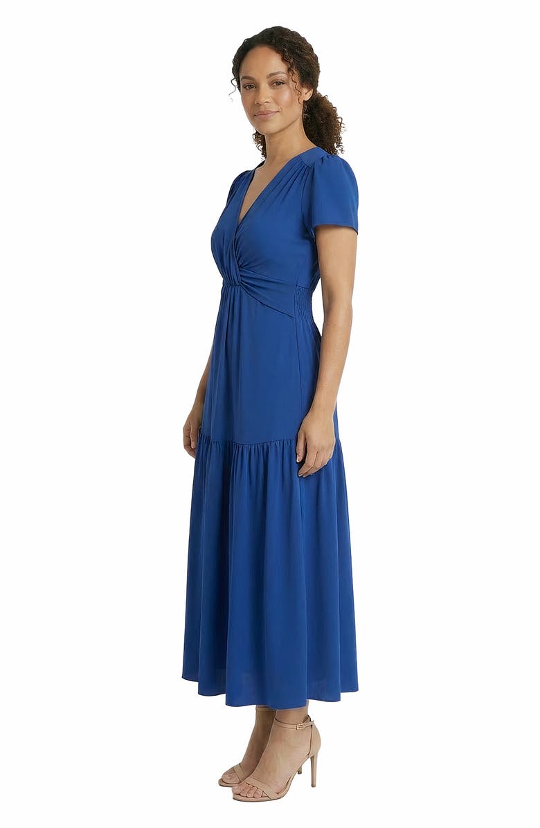 London Times Short Sleeve Twisted Empire Waist Maxi Dress, Alternate, color, Blue