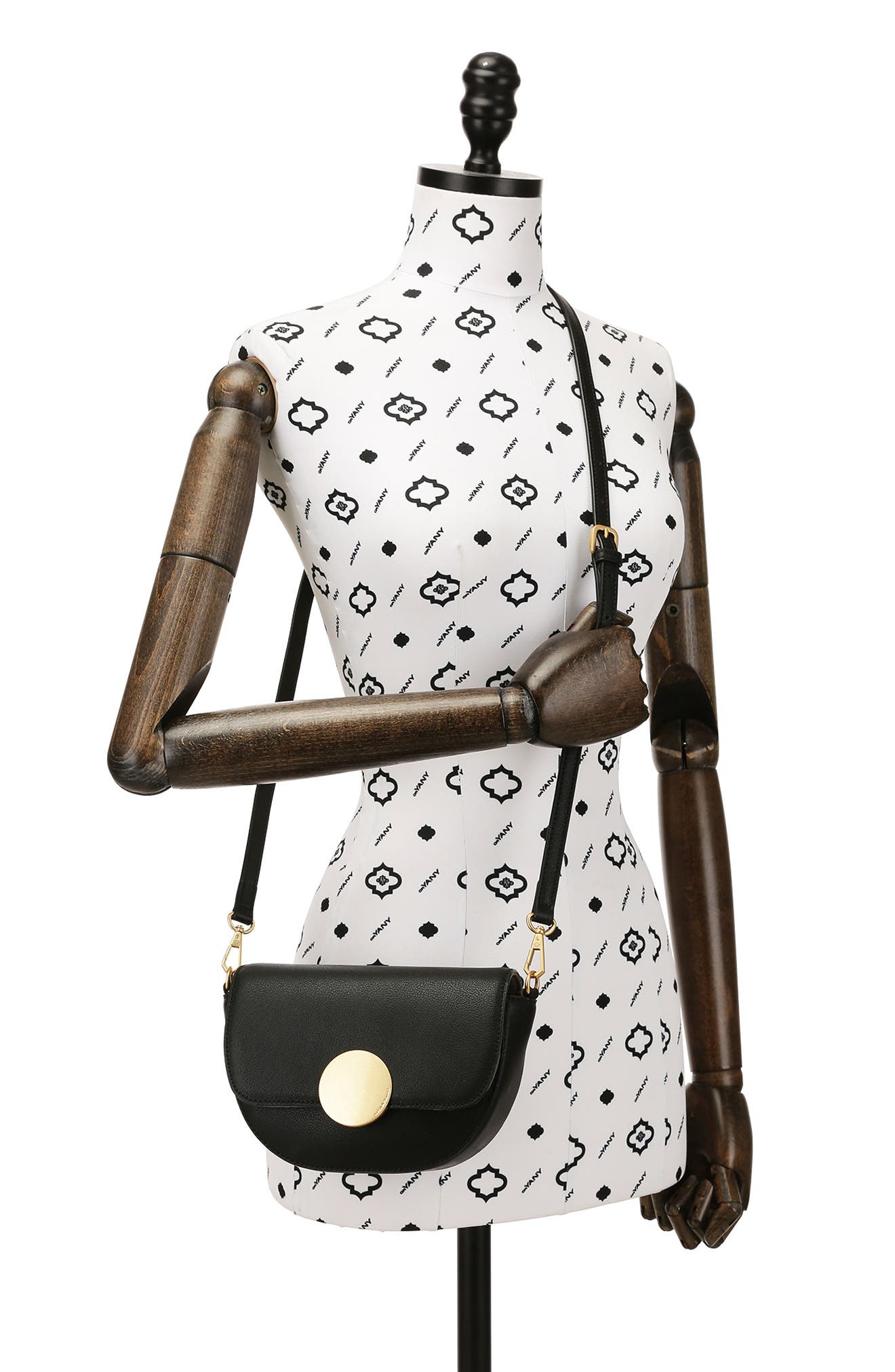 Oryany Lottie Leather Saddle Crossbody Bag, Alternate, color, Black