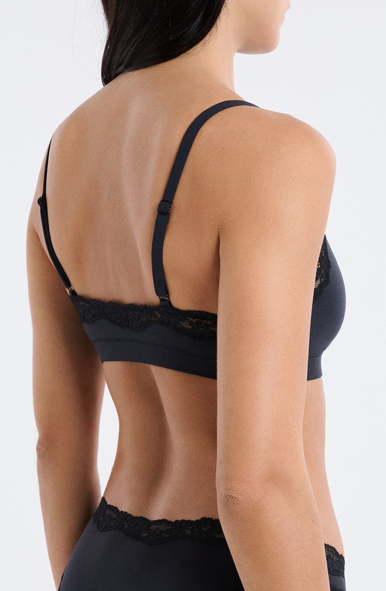 Etam Lace Trim Bralette, Alternate, color, Black