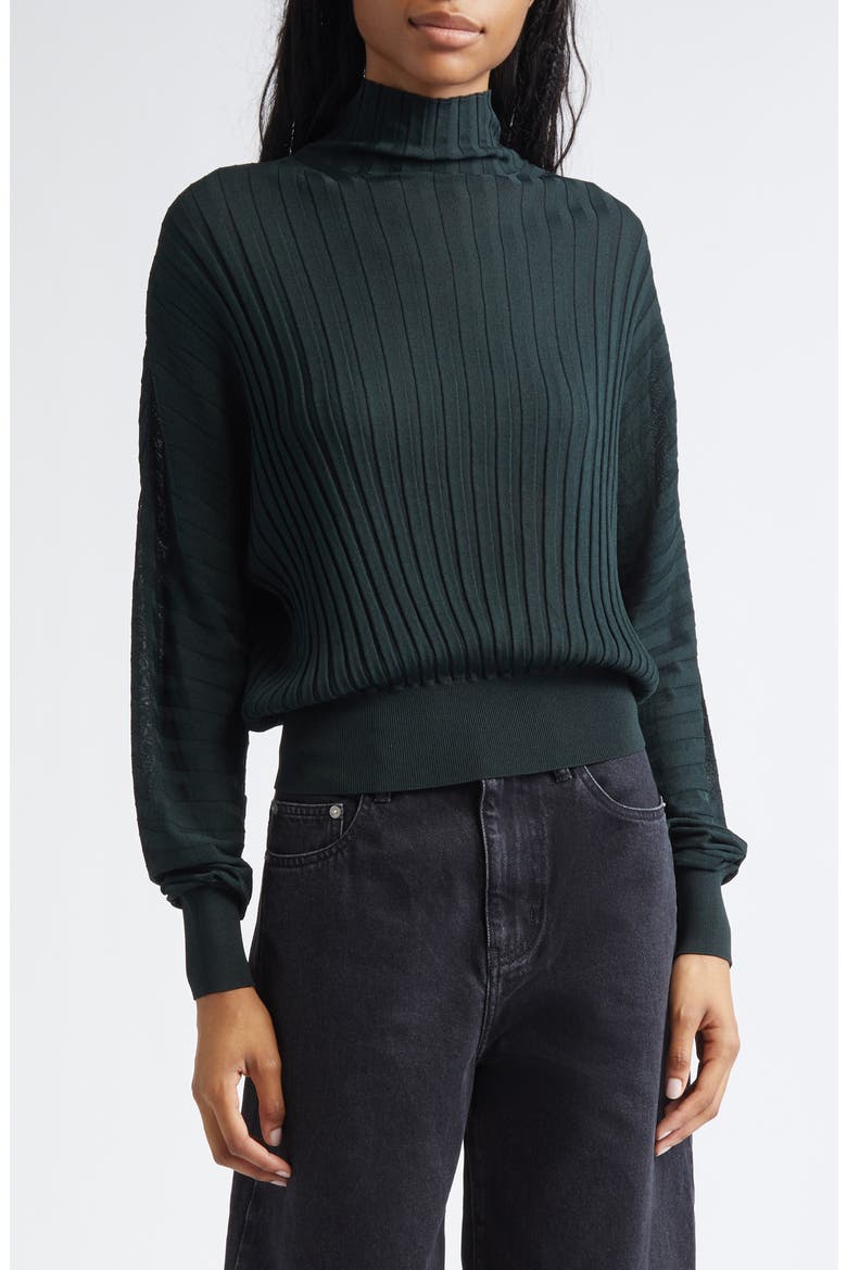 Luiza Mock Neck Rib Sweater, Main, color, BOTTLE GREEN