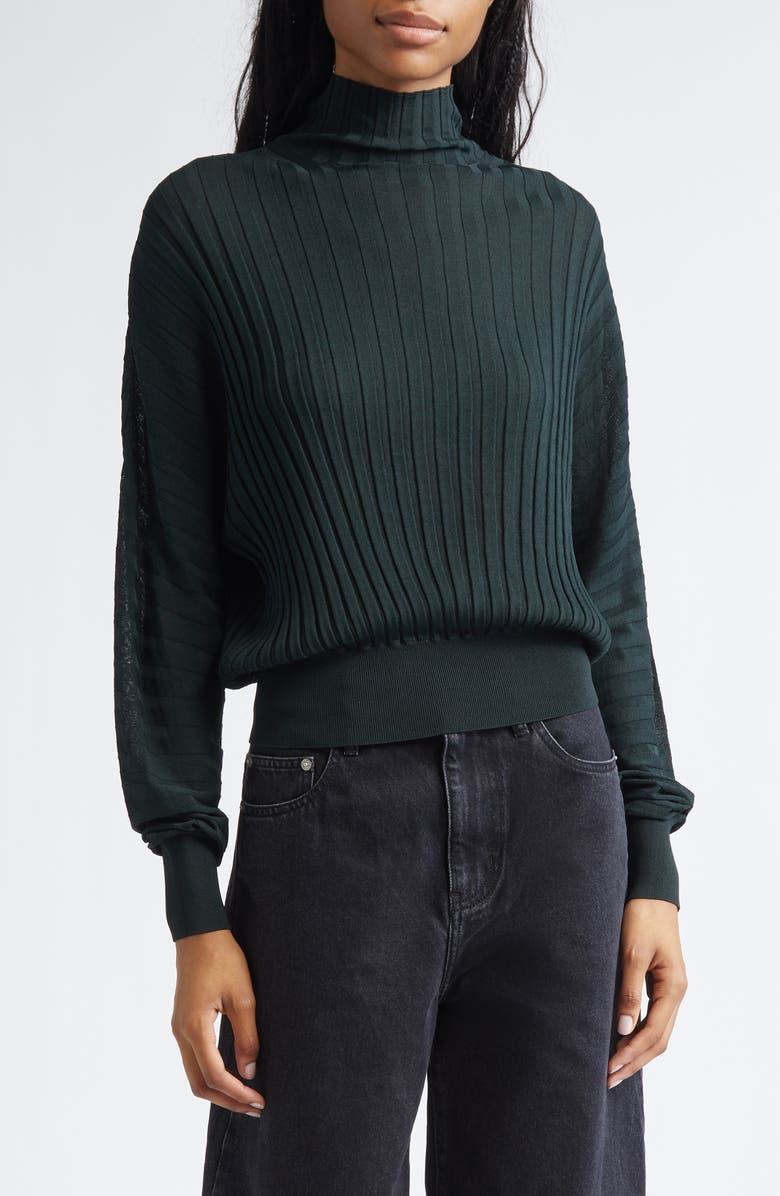 Proenza Schouler Luiza Mock Neck Rib Sweater, Main, color, Bottle Green