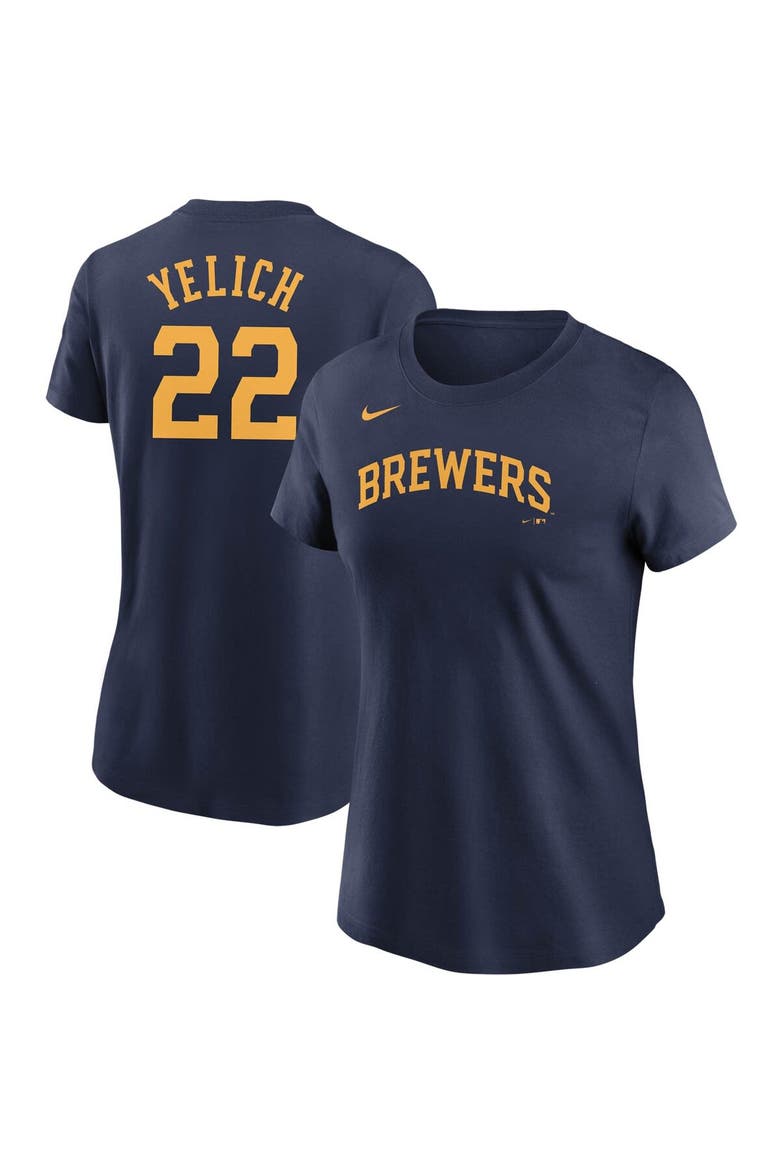 Women's Nike Christian Yelich Navy Milwaukee Brewers Name & Number T-Shirt, Alternate, color, Navy