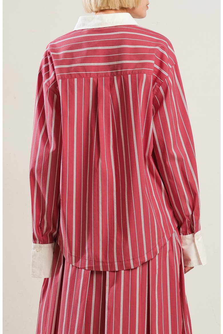 Striped Long Sleeve Button Front Shirt, Alternate, color, RED