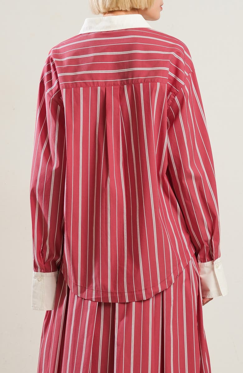 FREEMARKET Striped Long Sleeve Button Front Shirt, Alternate, color, Red