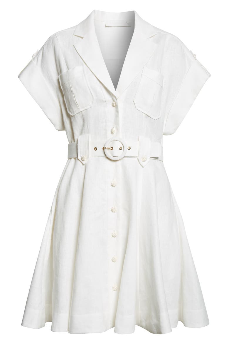 Awaken Belted Linen Shirtdress, Alternate, color, IVORY