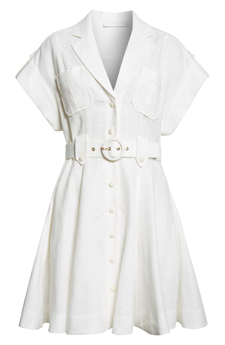 Zimmermann Awaken Belted Linen Shirtdress, Alternate, color, Ivory
