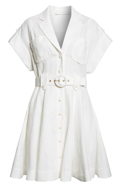 Zimmermann Awaken Belted Linen Shirtdress In White