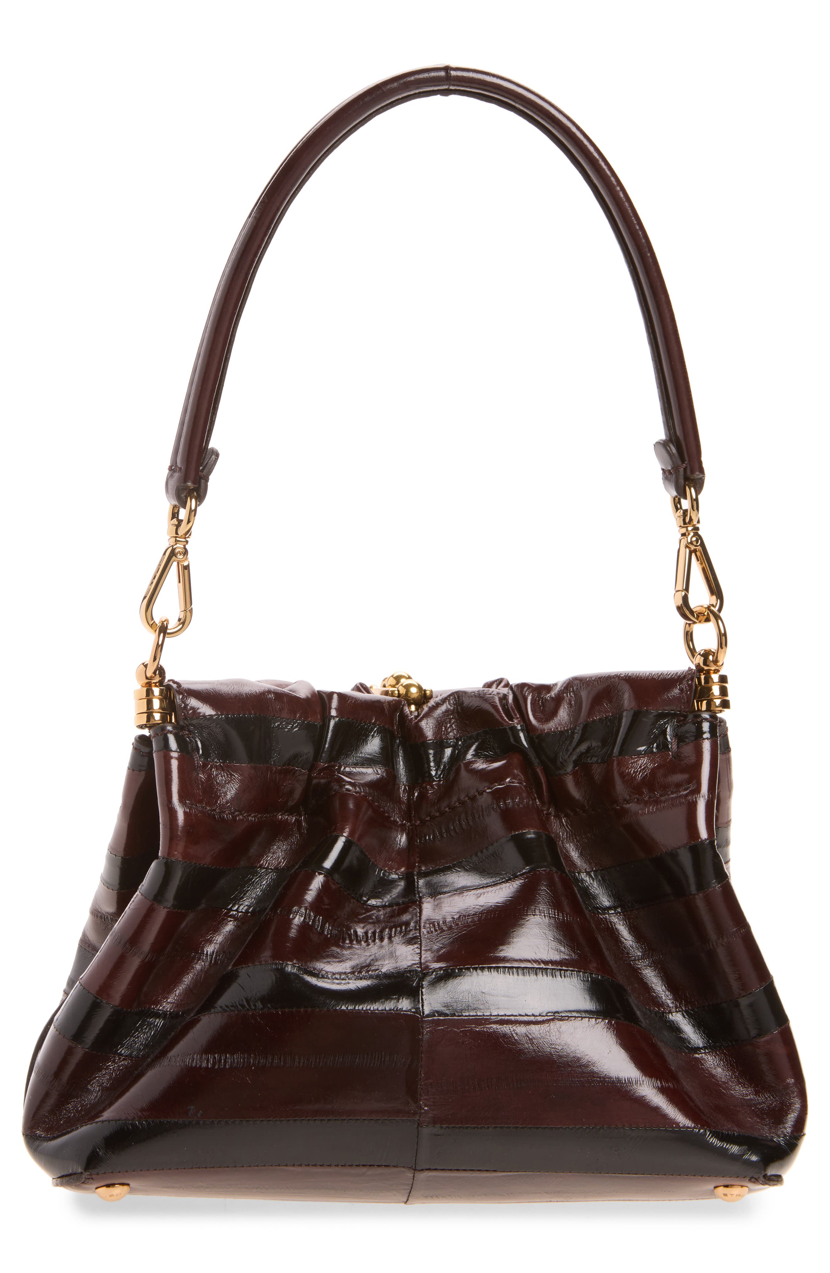 Small Vela Blossom Striped Leather Shoulder Bag, Alternate, color, BORDEAUX