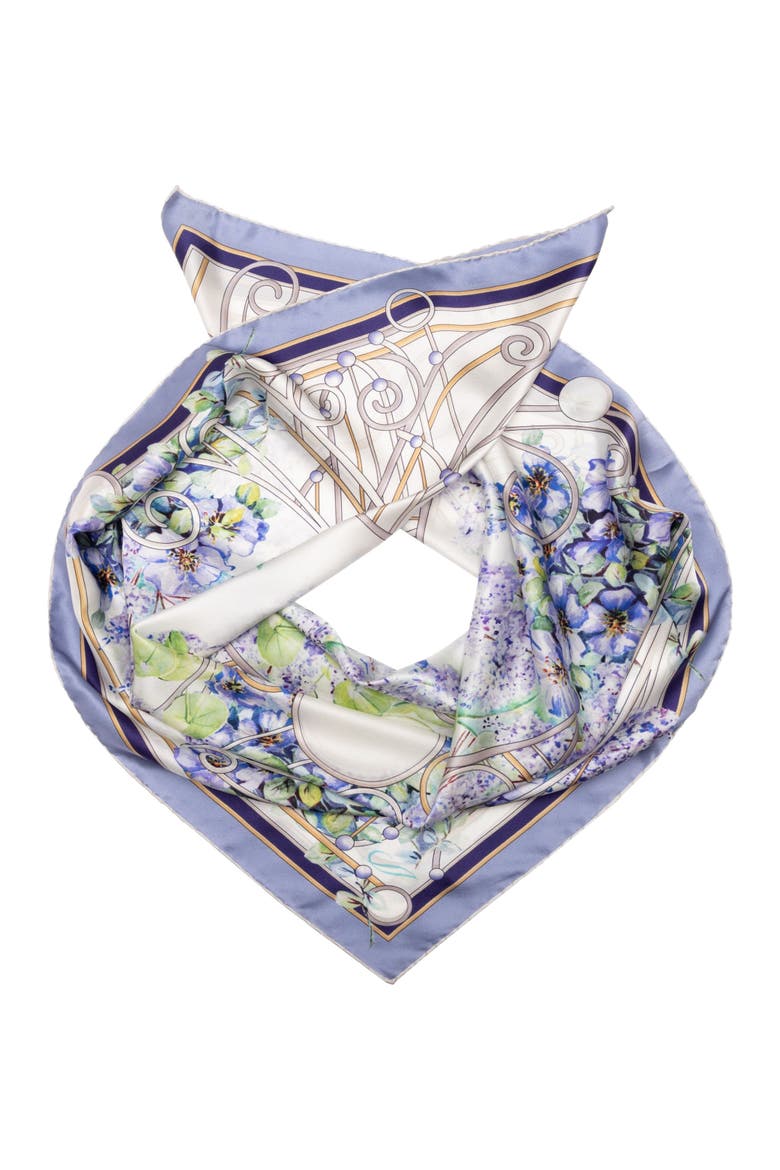 Lilac Garden - Hand Rolled Silk Foulard for Women, Alternate, color, Purple