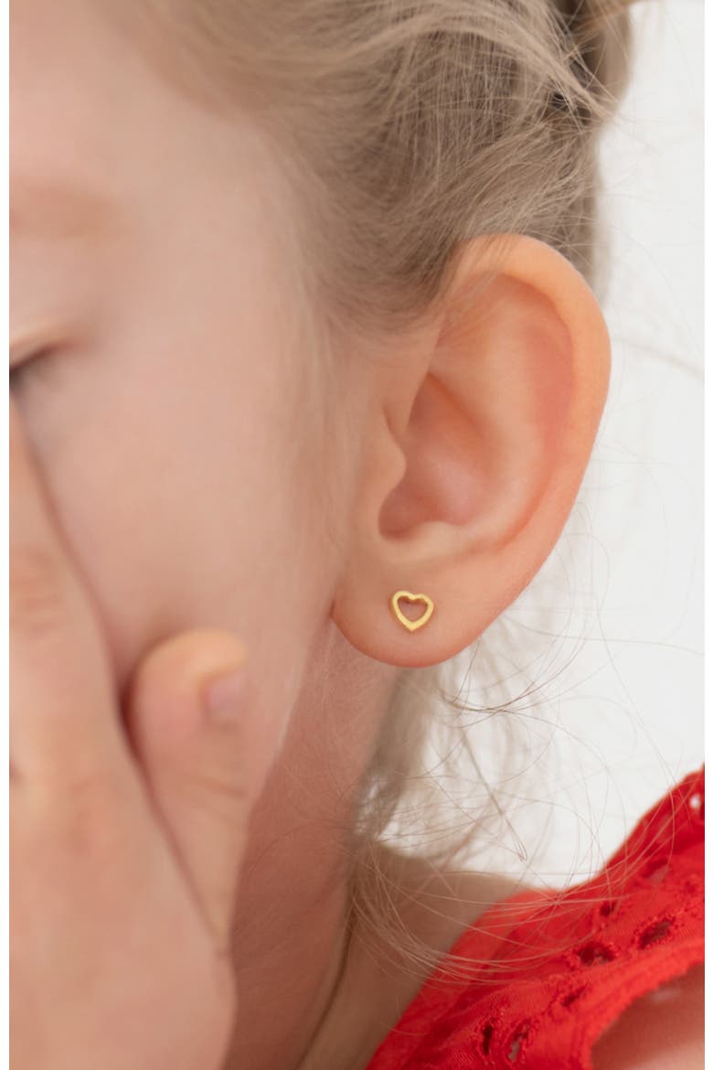 14k Petitel Open Heart Earrings, Alternate, color, Gold