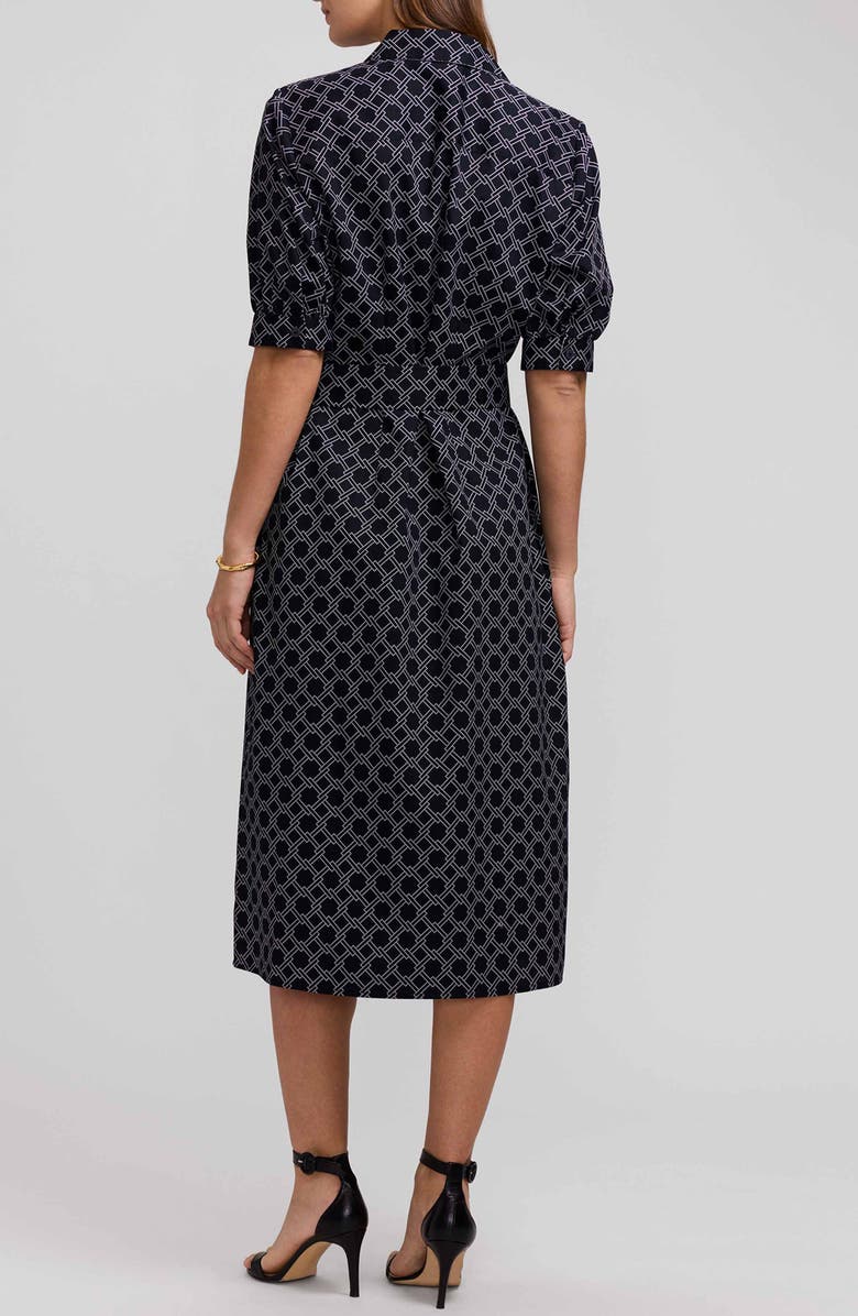 Foxcroft Esther Belted Geo Print Cotton Shirtdress, Alternate, color, Black/ White