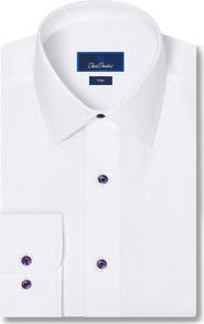 David Donahue Trim Fit Superfine Twill Dress Shirt