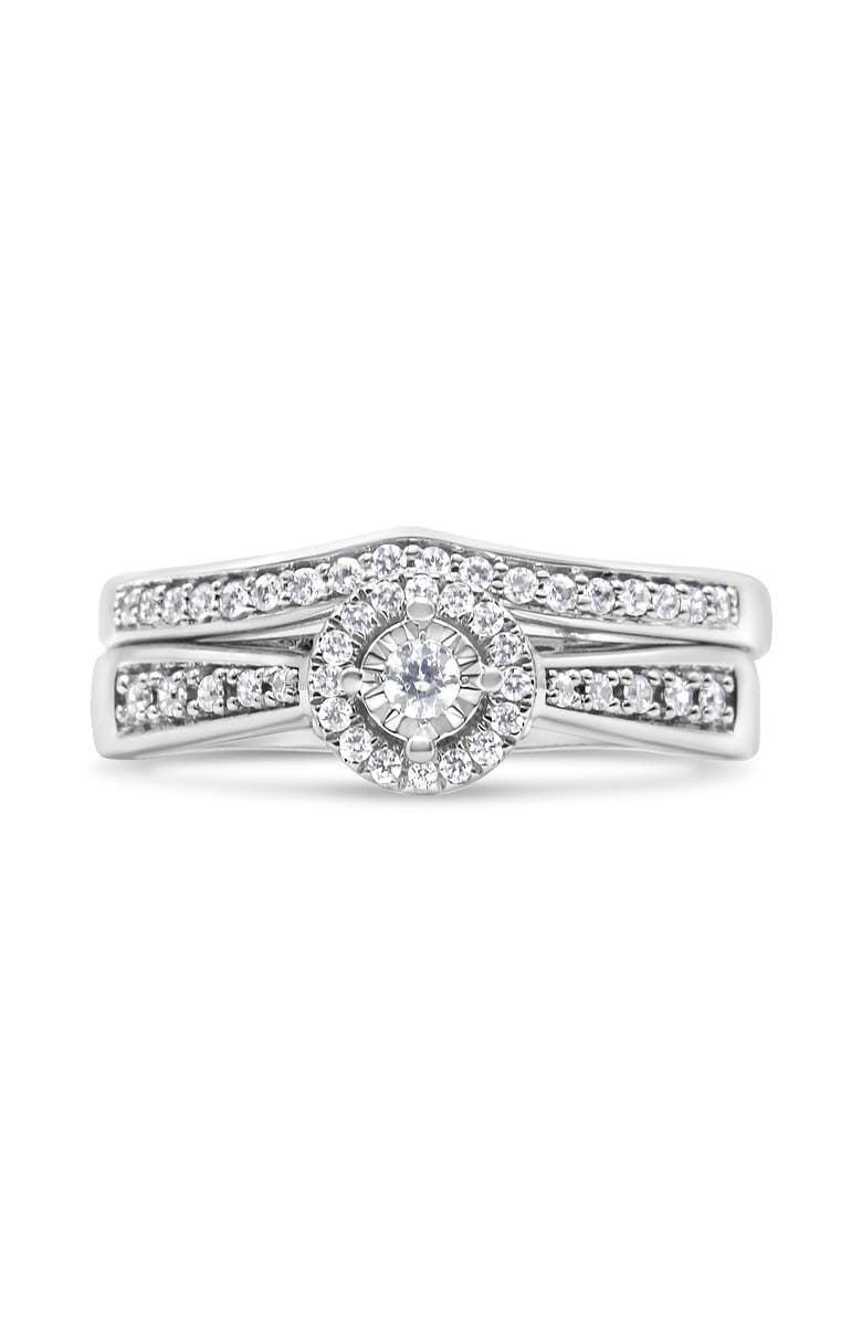 Haus of Brilliance Silver 1/3 Cttw Diamond Halo and Pave Shank Engagement Ring Set, Alternate, color, Silver