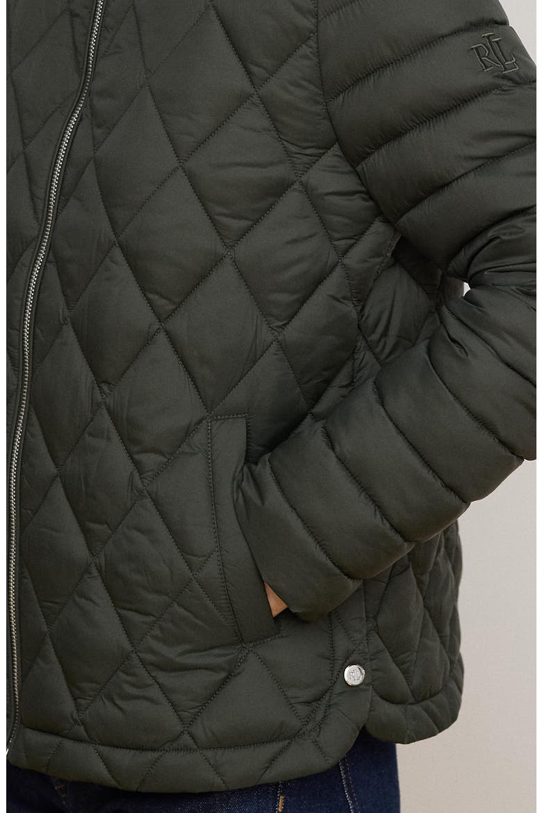 Mixed Quilted Puffer Jacket, Alternate, color, LODEN