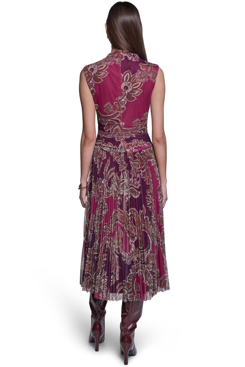 Sleeveless Paisley Printed Mesh Dress, Alternate, color, Deep Plum/Berry Multi