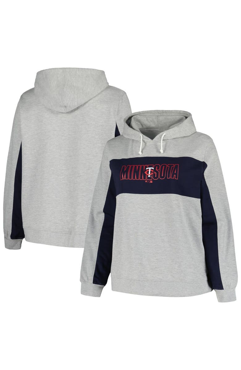 PROFILE Women's Profile Heather Gray Minnesota Twins Plus Size Pullover Hoodie, Alternate, color, 