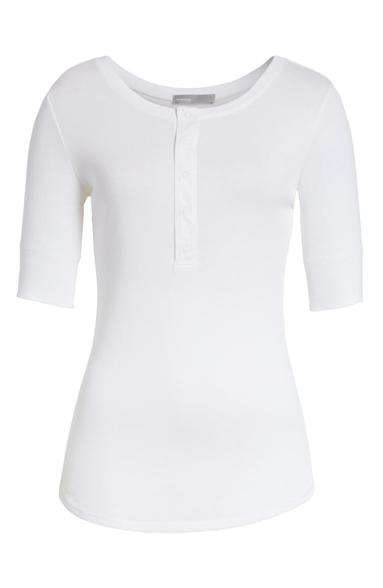 Vince Elbow Sleeve Henley Cotton Top, Alternate, color, 