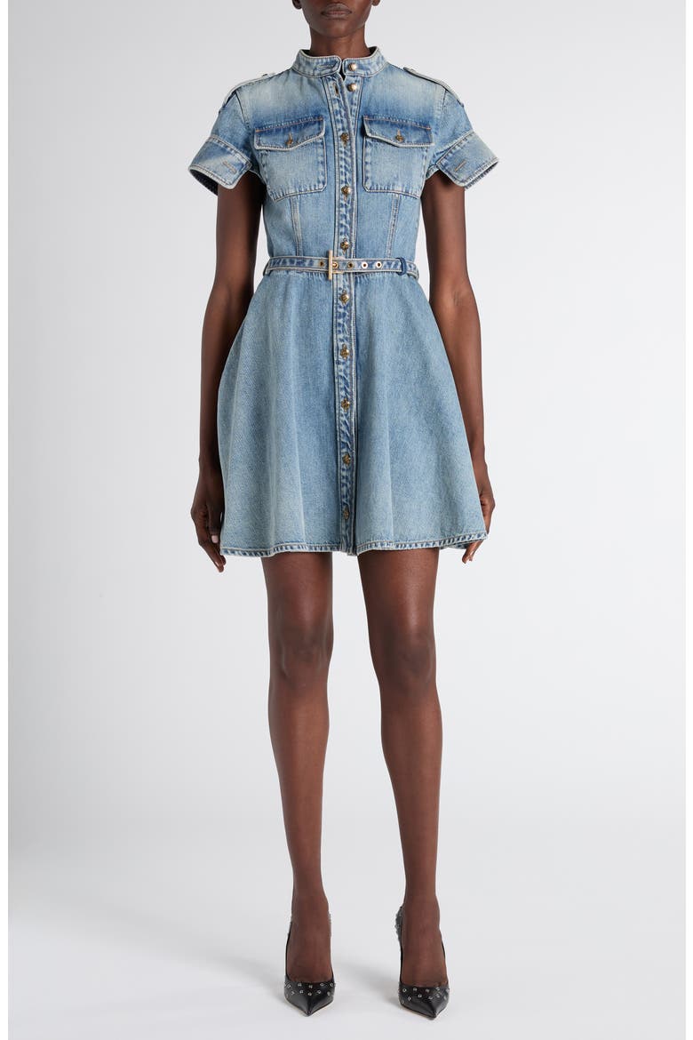 Belted Denim Dress, Main, color, ROYAL