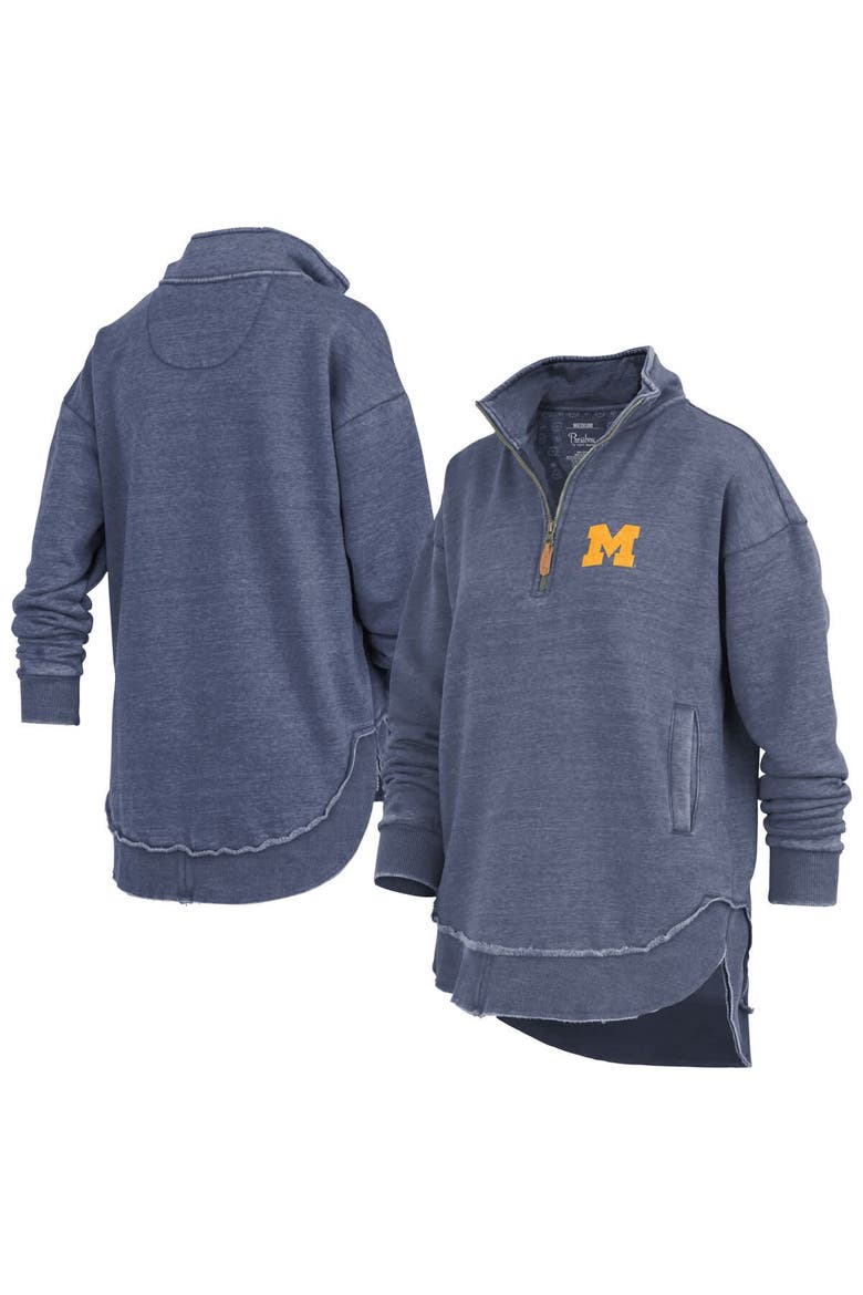 Women's Pressbox Navy Michigan Wolverines Northfork Sojourn Poncho Quarter-Zip Sweatshirt, Main, color, Navy
