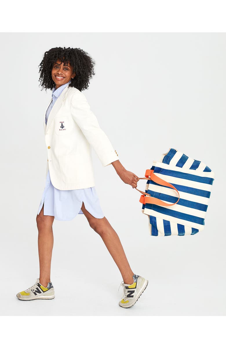 Clare V. Stripe Canvas Beach Tote, Alternate, color,