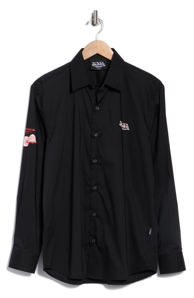 Von Dutch Logo Graphic Long Sleeve Shirt, Alternate, color, Black