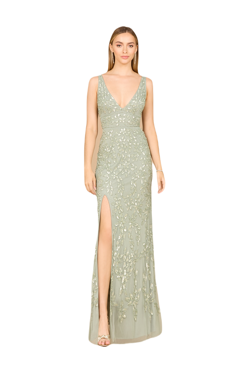 LARA New York Embellished Gown with Slit, Main, color, Mint