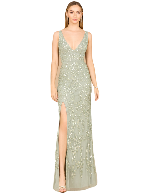 Embellished Gown with Slit