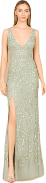 LARA New York Embellished Gown with Slit