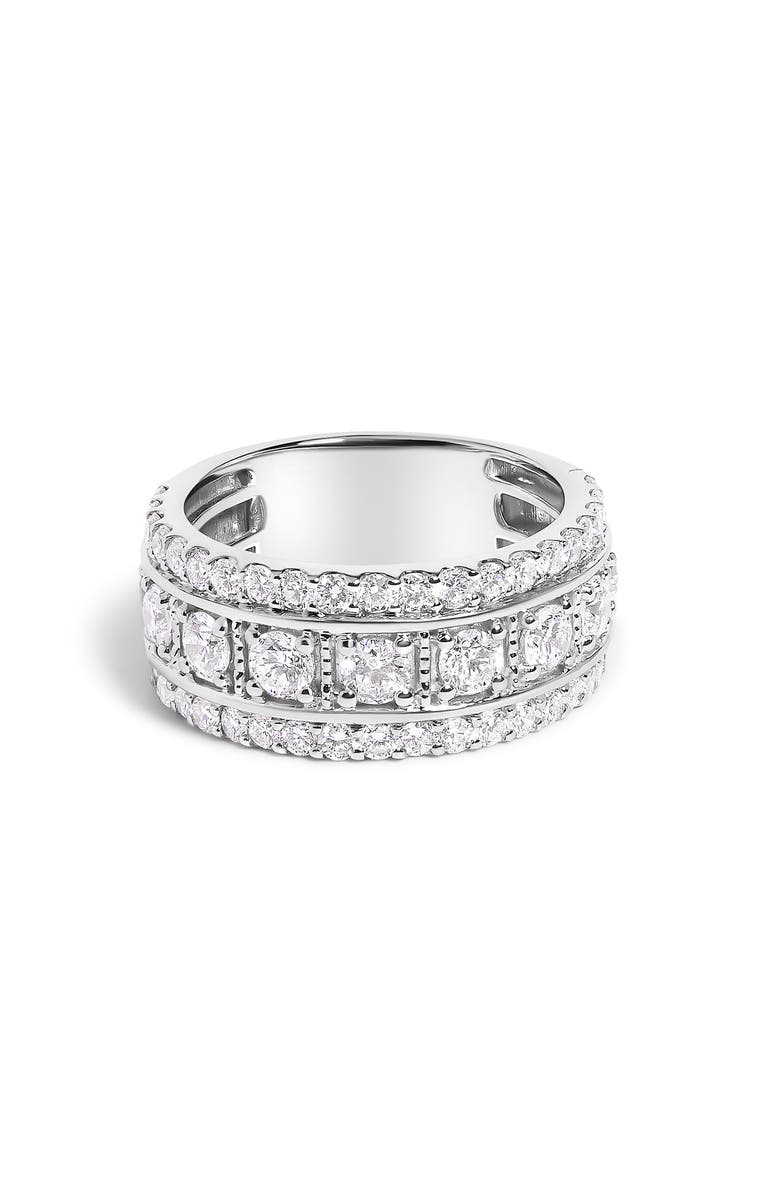 Haus of Brilliance .925 Sterling Silver 2.0 Ctw Lab Grown Diamond Three-Row Pavé Band Ring, Main, color, Silver