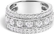 Haus of Brilliance .925 Sterling Silver 2.0 Ctw Lab Grown Diamond Three-Row Pavé Band Ring