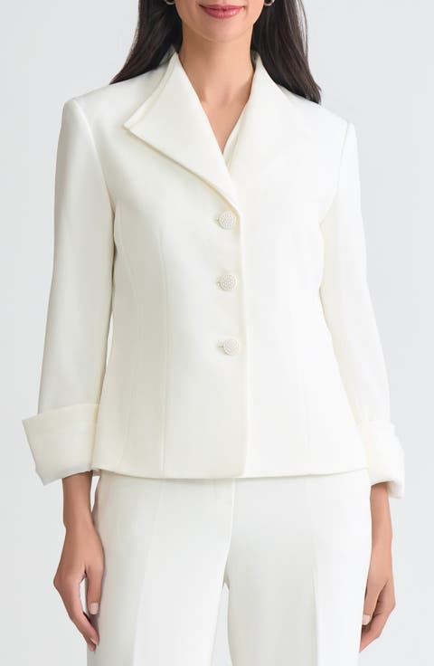 Winged Lapel Three-Button Blazer (Regular & Petite)