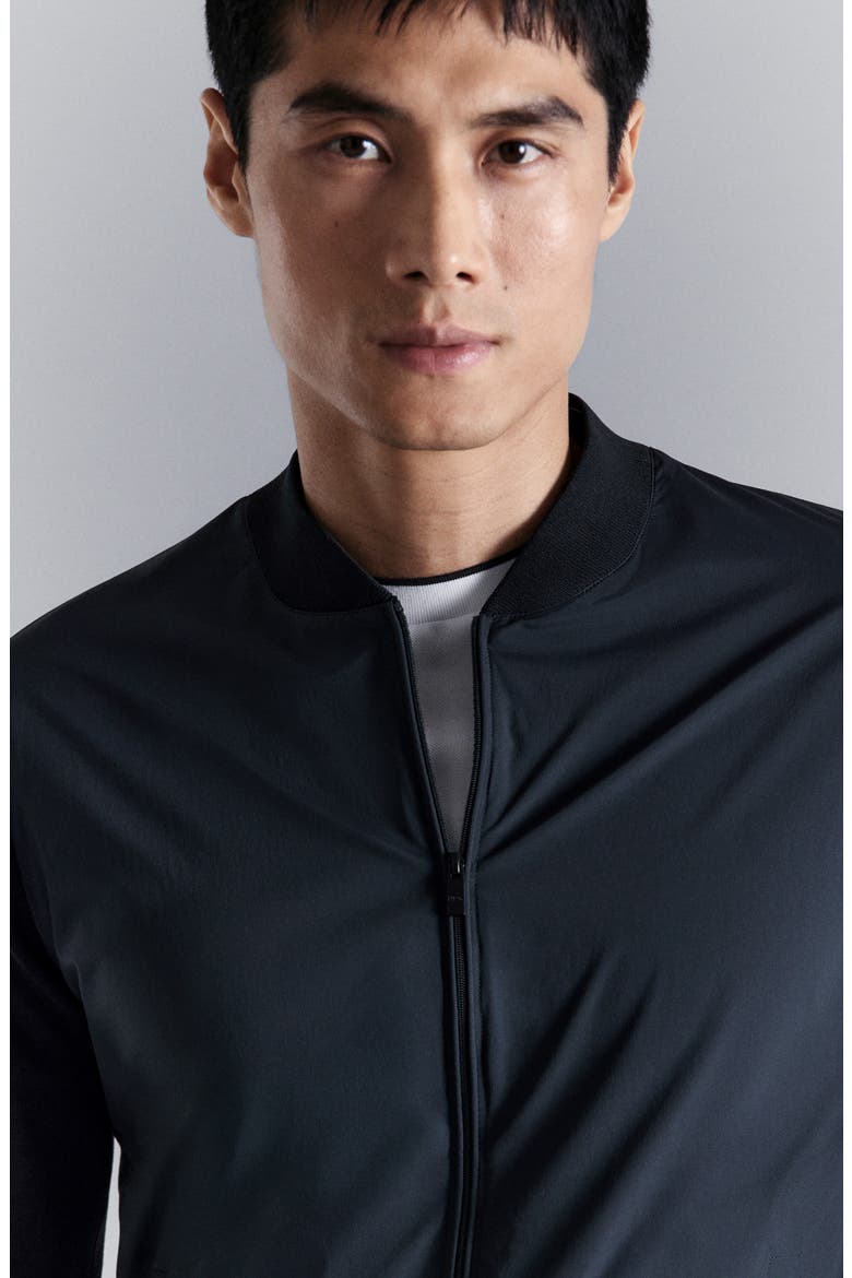 Rib Trim Bomber Jacket, Alternate, color, NAVY