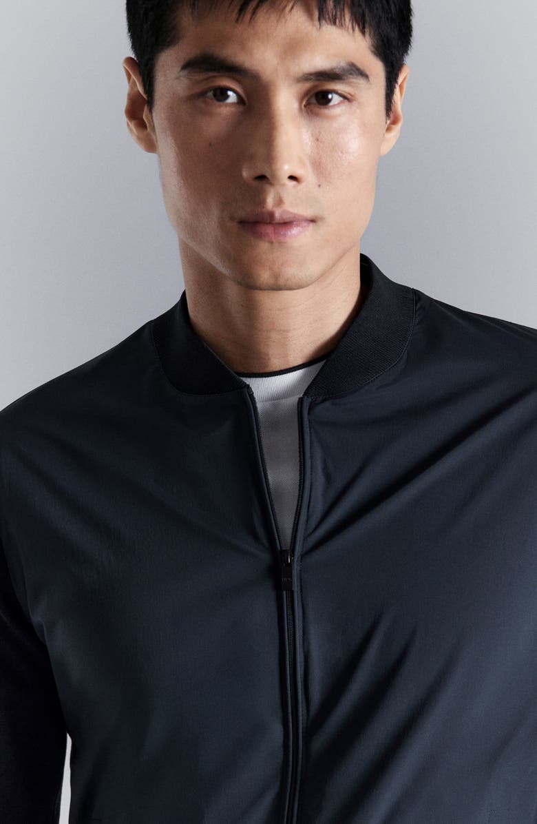 MANGO Rib Trim Bomber Jacket, Alternate, color, Navy