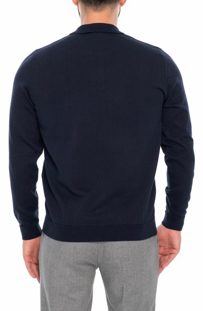 VELLAPAIS 1/4 Zip Cotton Pullover Sweater, Alternate, color, Navy Blue