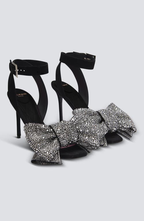 BALMAIN BALMAIN SUEDE RUBY HEELS WITH RHINESTONE BOWS