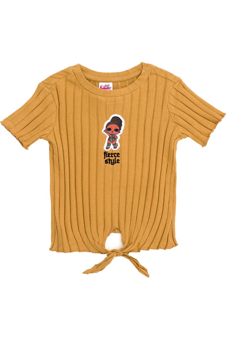 Fierce Ribbed T-Shirt and Flare Pants Set, Alternate, color, Iced Coffee Brown