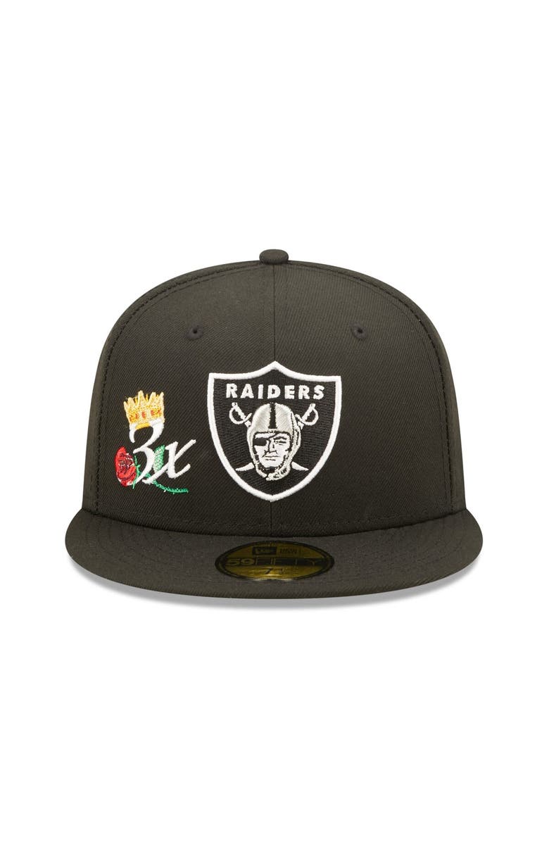 New Era Men's New Era Black Las Vegas Raiders Crown 3x Super Bowl Champions 59FIFTY Fitted Hat, Alternate, color, 