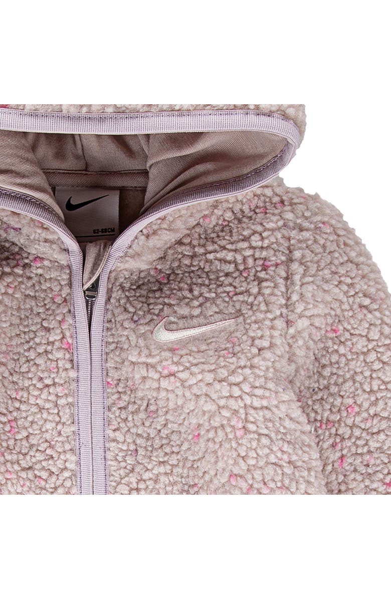 Nike Cozy Comfort Fleece Hooded Romper, Alternate, color, Platinum Violet