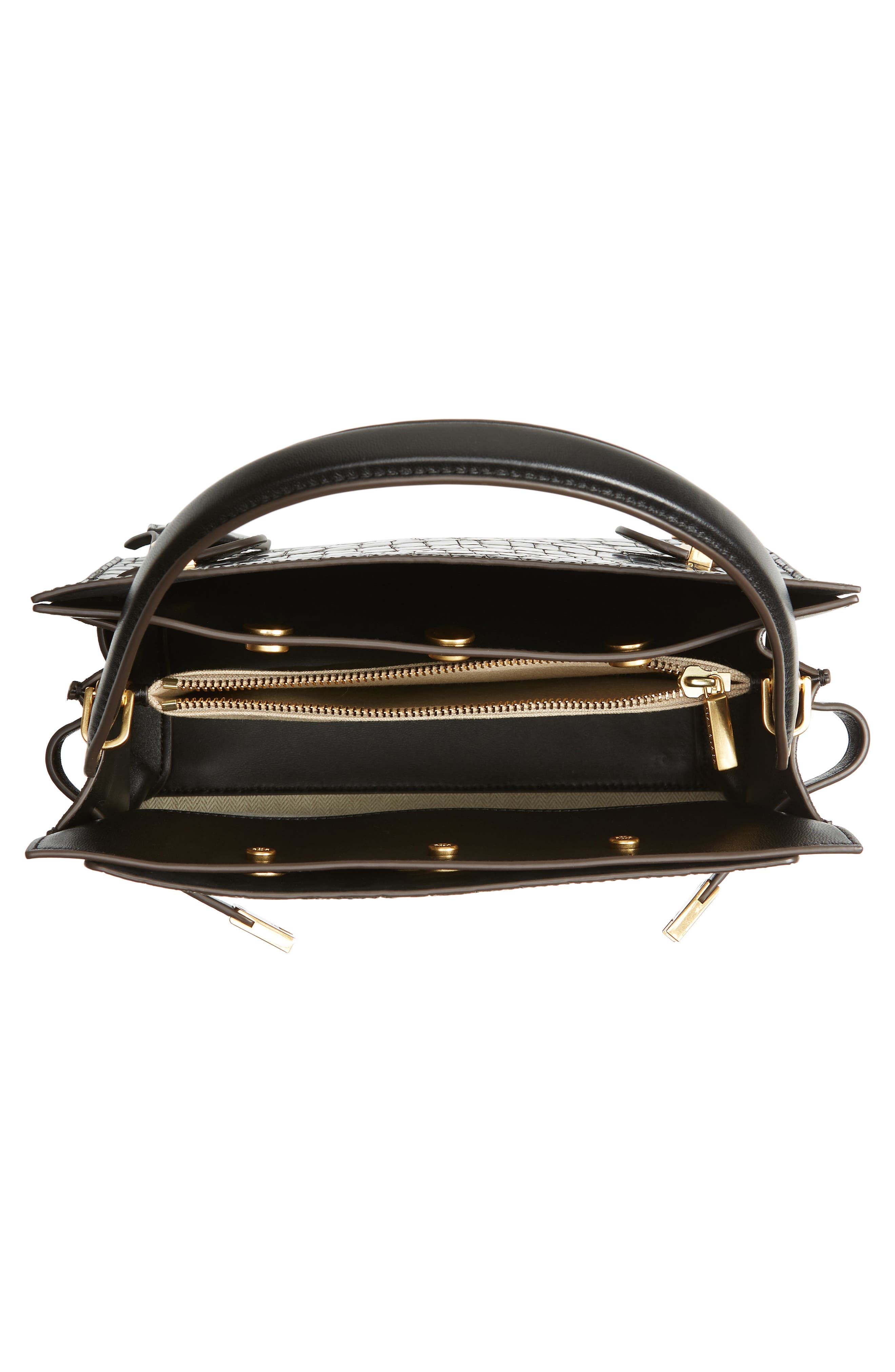 Tory Burch Small Lee Radziwill Croc Embossed Leather Double Bag
