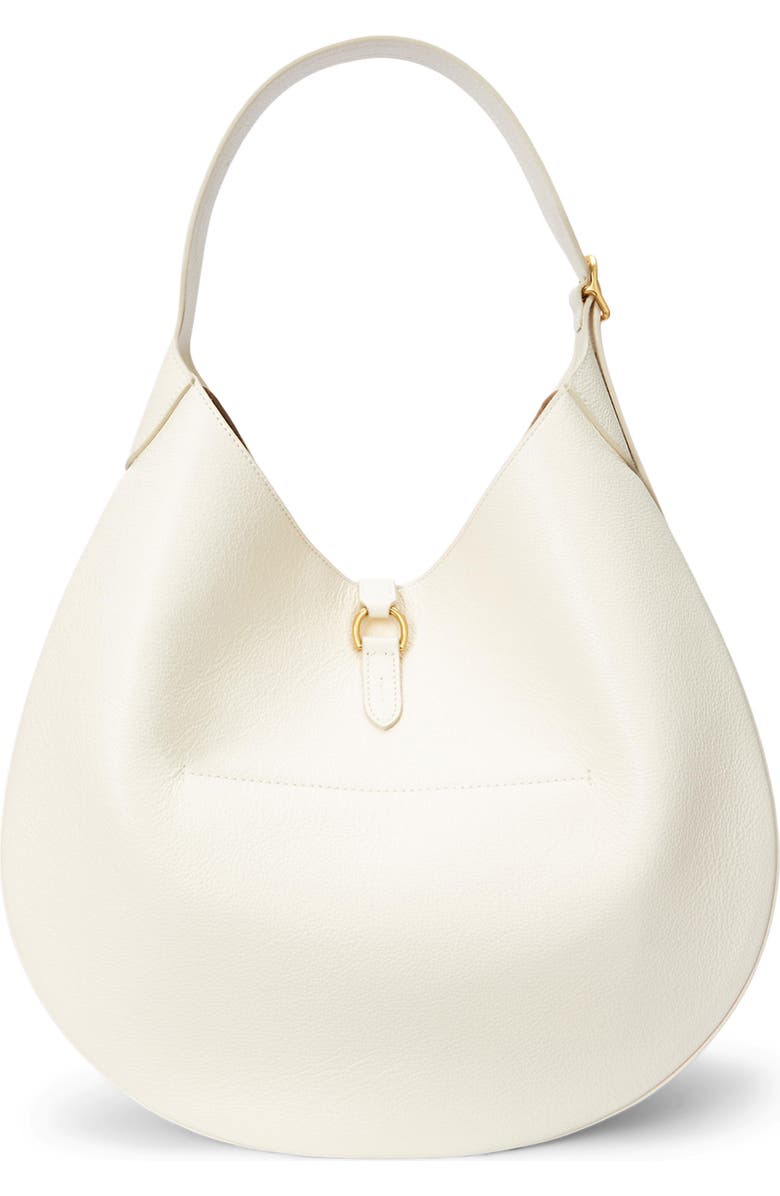 Polo Ralph Lauren Small Polo ID Leather Shoulder Bag, Alternate, color, Ivory