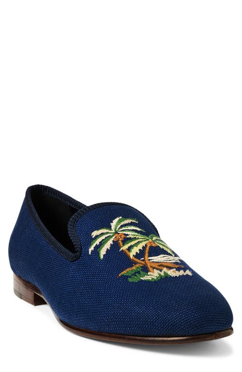 Ralph Lauren Paxton Embroidered Slipper In East Side Royal