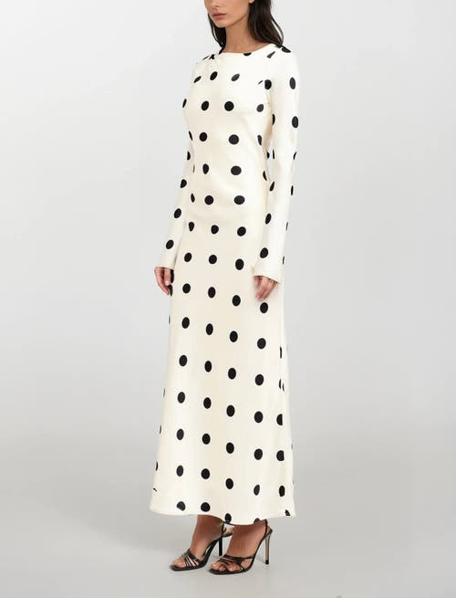Sisterly Clara Polka-dot Long Sleeve Gown In Neutral