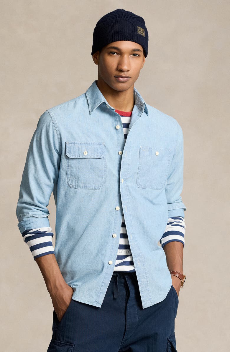 Polo Ralph Lauren Classic Fit Chambray Work Shirt, Alternate, color, 