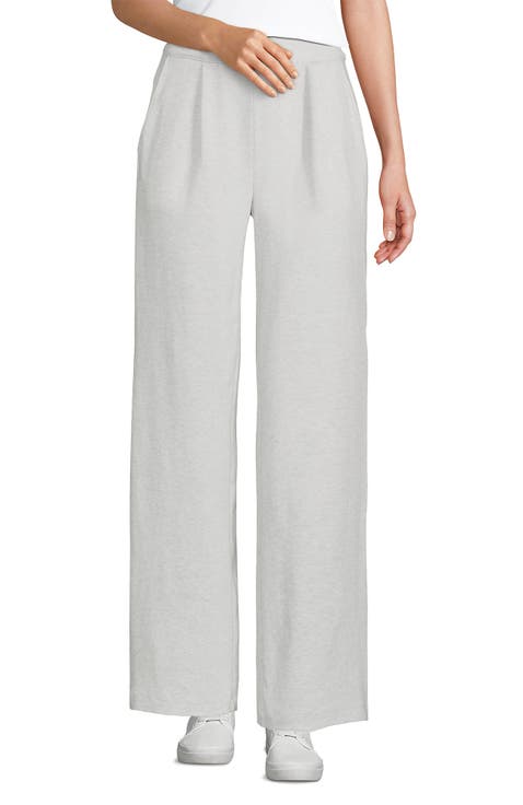 Knit High Rise Pleated Wide Leg Pants