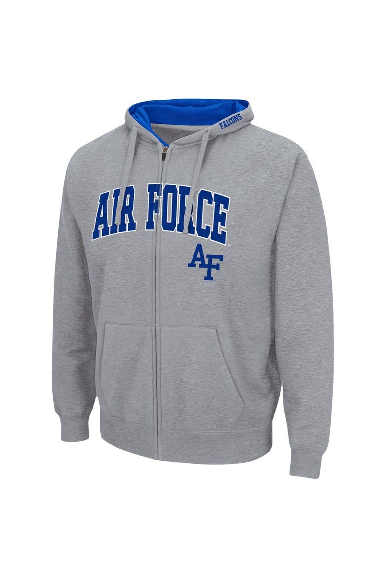 Men's Colosseum Heathered Gray Air Force Falcons Arch & Logo 3.0 Full-Zip Hoodie, Alternate, color, Heather Gray