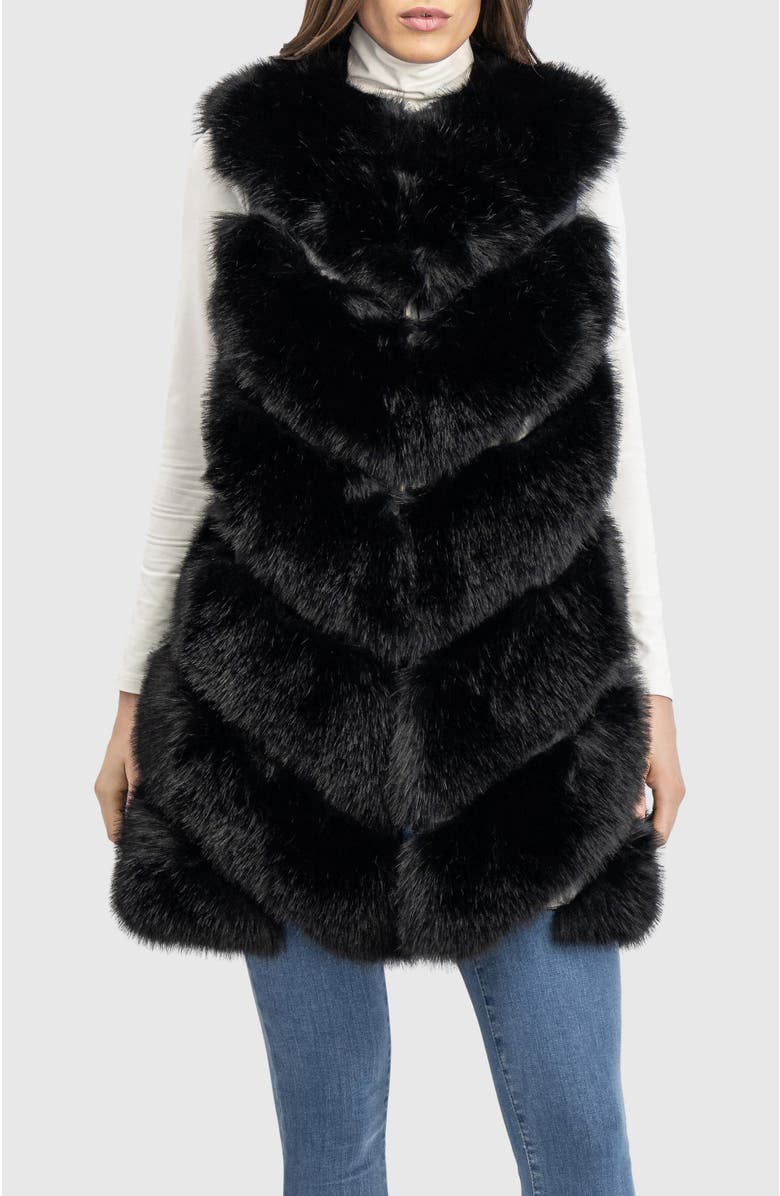 Lyla Grant Fur-Free Fox (Faux Fur) Vest, Alternate, color, Black