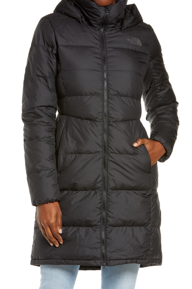 Metropolis Water Repellent 550 Fill Power Down Hooded Parka, Alternate, color, TNF BLACK