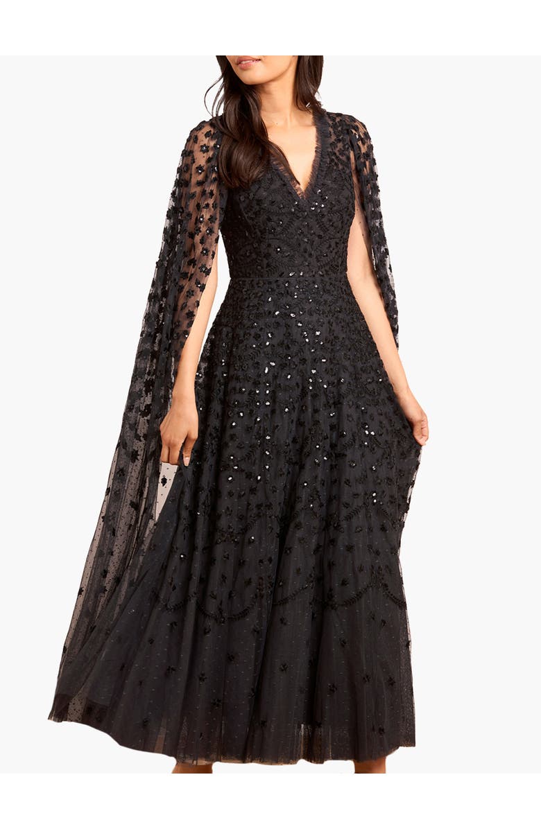 Needle & Thread Clover Cape Sleeve Ankle Gown, Alternate, color, Graphite